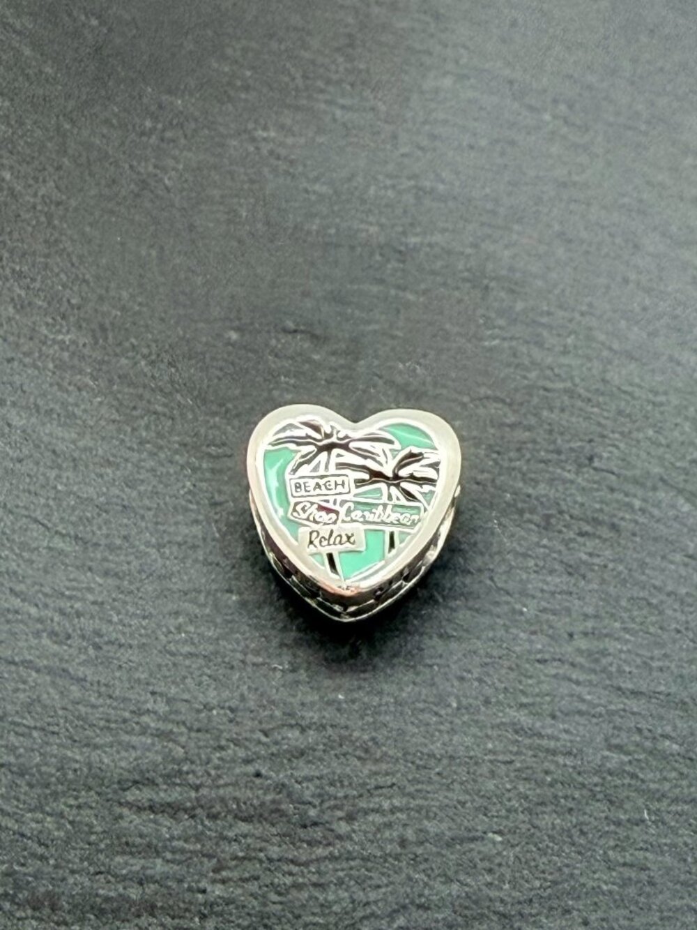 Pandora Caribbean Beach Relax Heart Charm Sterling Silver Jewelry